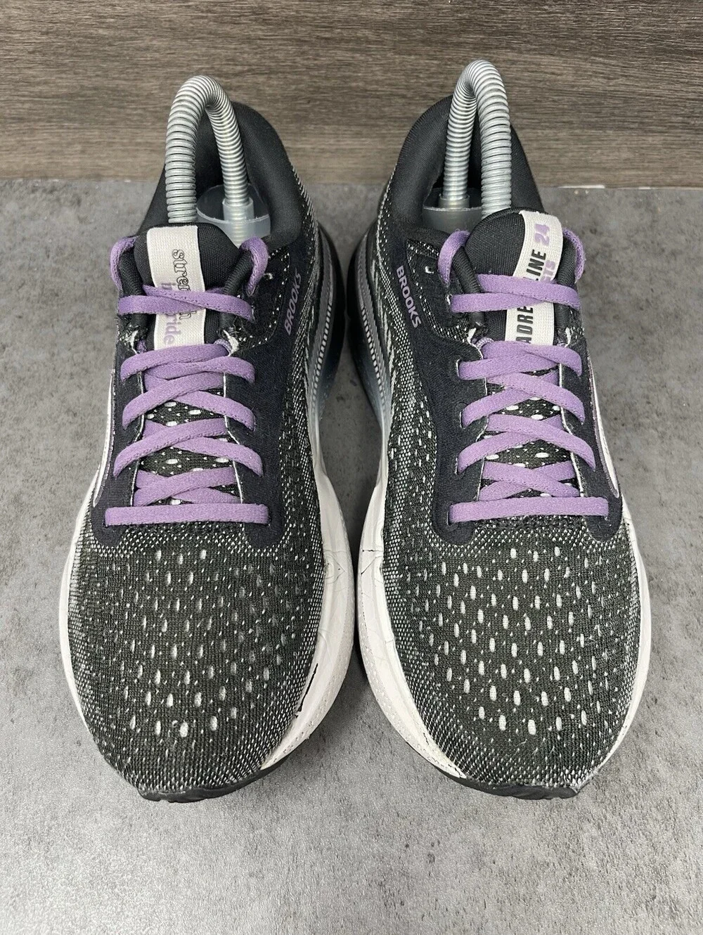 Brooks Adrenaline GTS 24 Running Shoes Womens Size 6.5 Black Lilac Purple